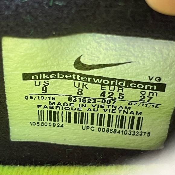 Nike Men’s Tiempo Rio II Black/Neon Green Soccer Shoes Size 9 - Picture 2 of 9